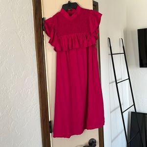 Pink ruffle top dress
